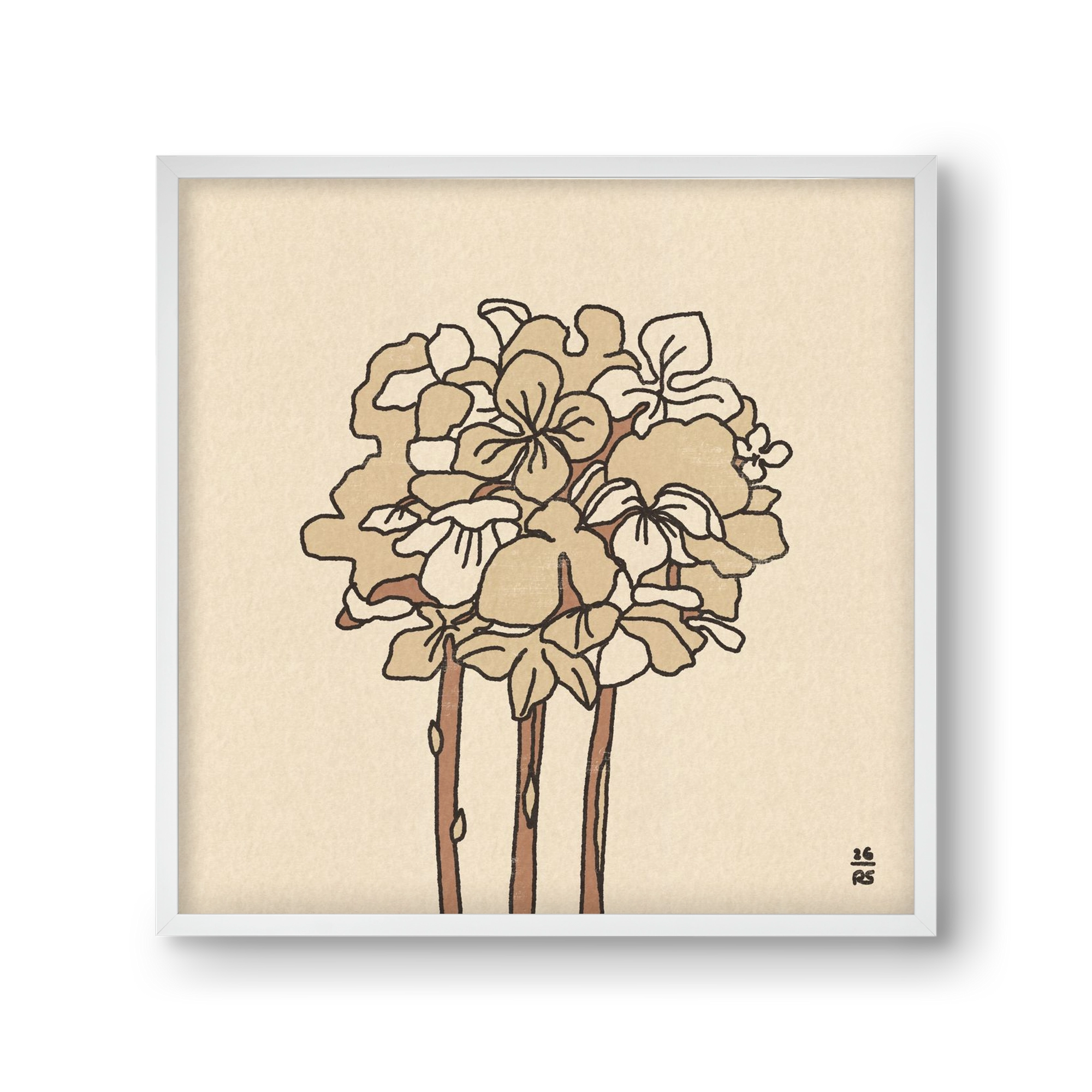 Winter Hydrangeas, 30x30 cm (30x30 cm), Fehér keret