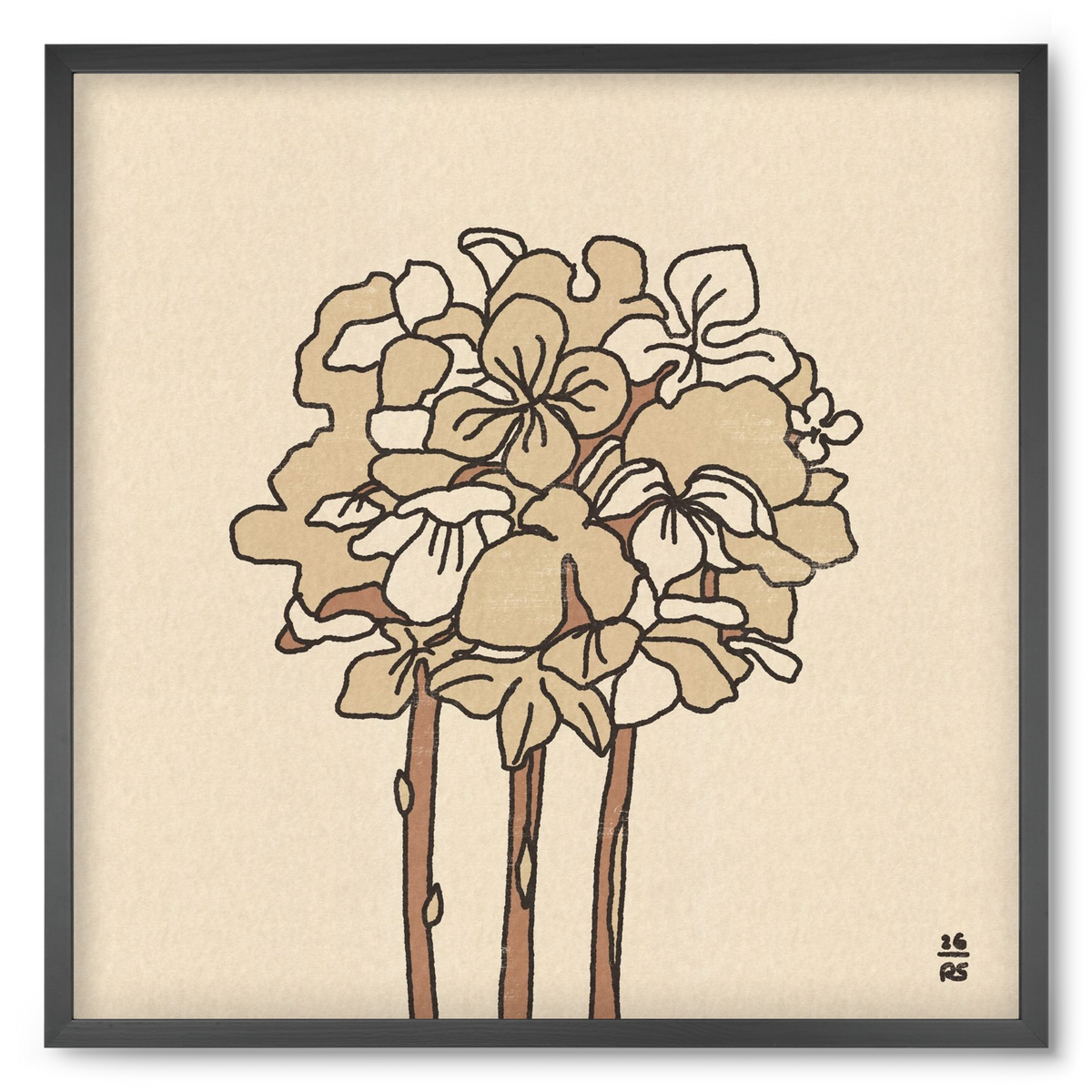 Winter Hydrangeas, 50x50 cm (50x50 cm), Fekete keret