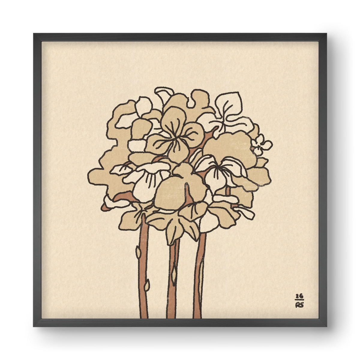 Winter Hydrangeas, 40x40 cm (40x40 cm), Fekete keret