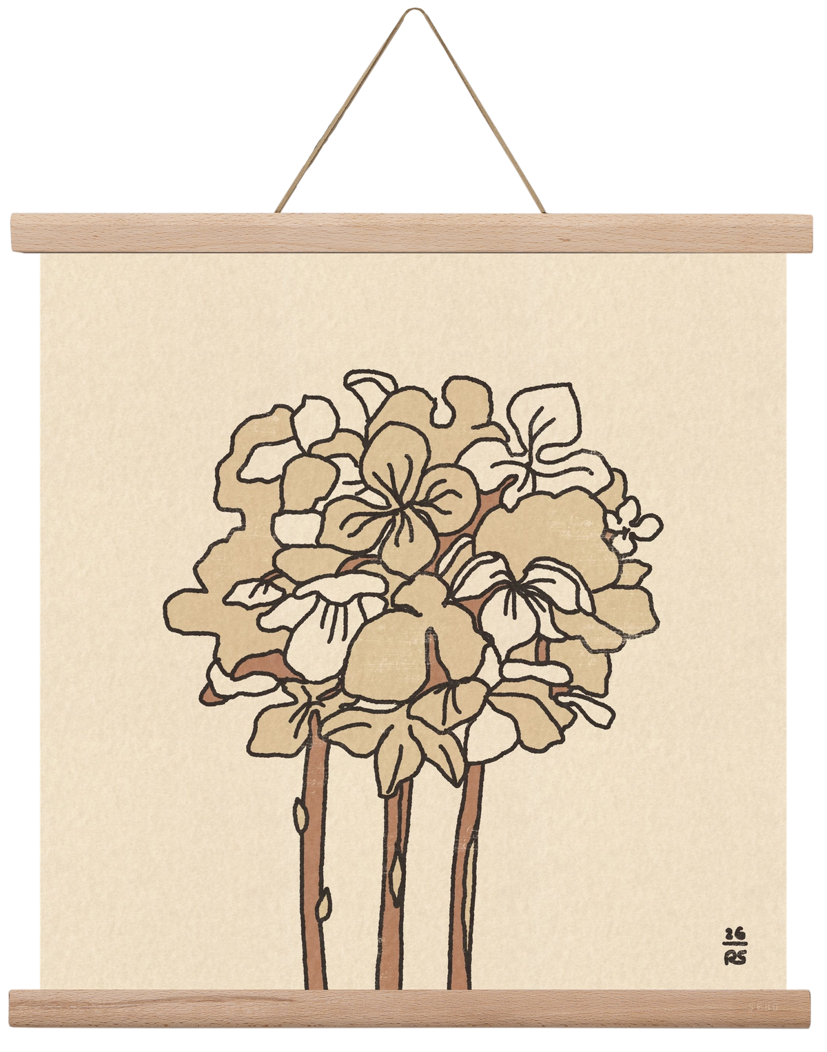 Winter Hydrangeas, 40x40 cm (40x40 cm), Tölgy akasztó