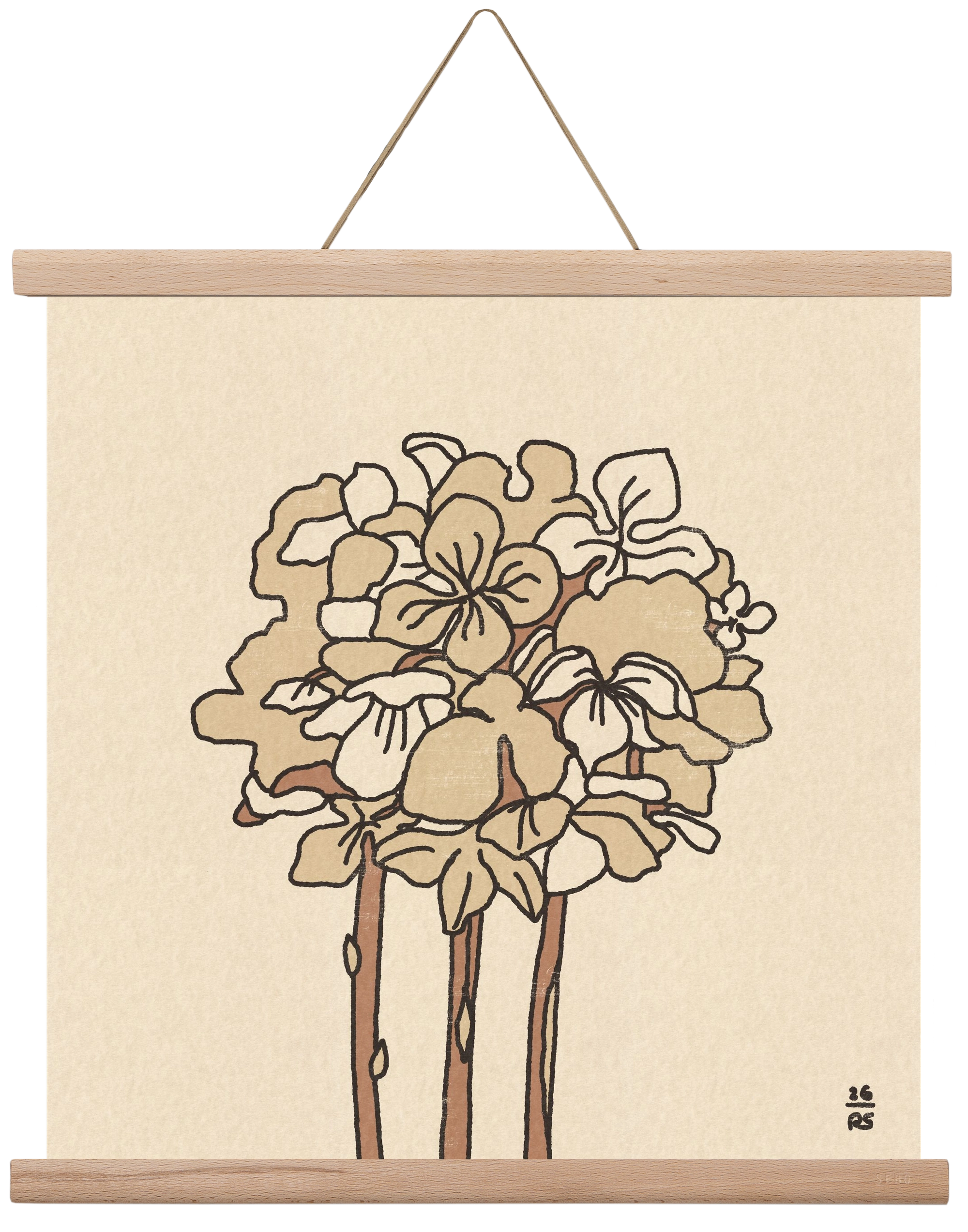 Winter Hydrangeas, 40x40 cm (40x40 cm), Tölgy akasztó