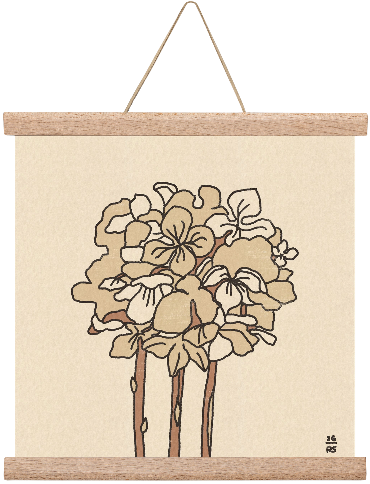 Winter Hydrangeas, 30x30 cm (30x30 cm), Tölgy akasztó