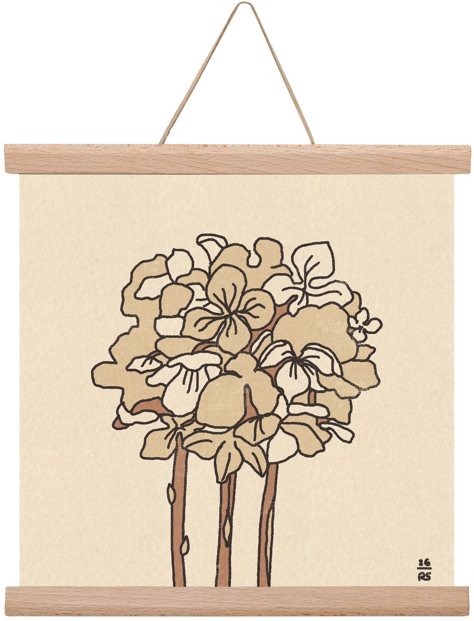 Winter Hydrangeas, 30x30 cm (30x30 cm), Tölgy akasztó