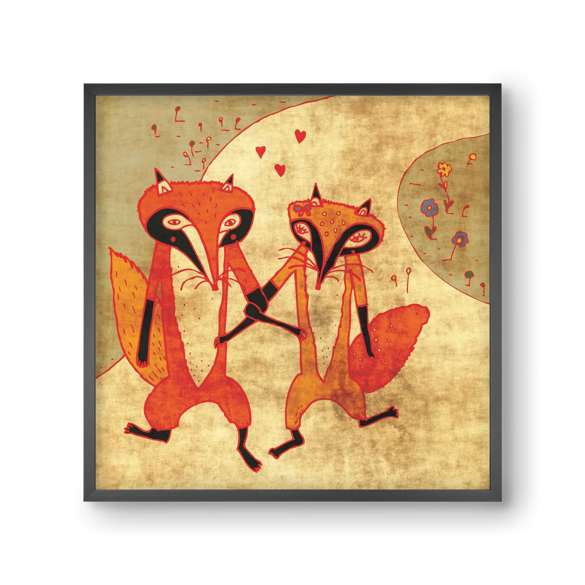 Rókamóka 1., 30x30 cm (30x30 cm), Fekete keret