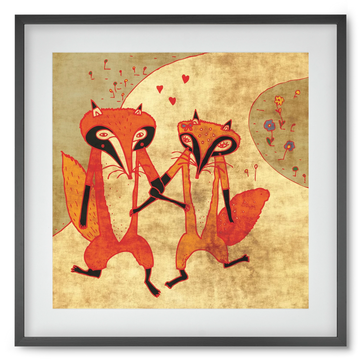 Rókamóka 1., 50x50 cm (40x40 cm), Fekete keret, paszpartuval