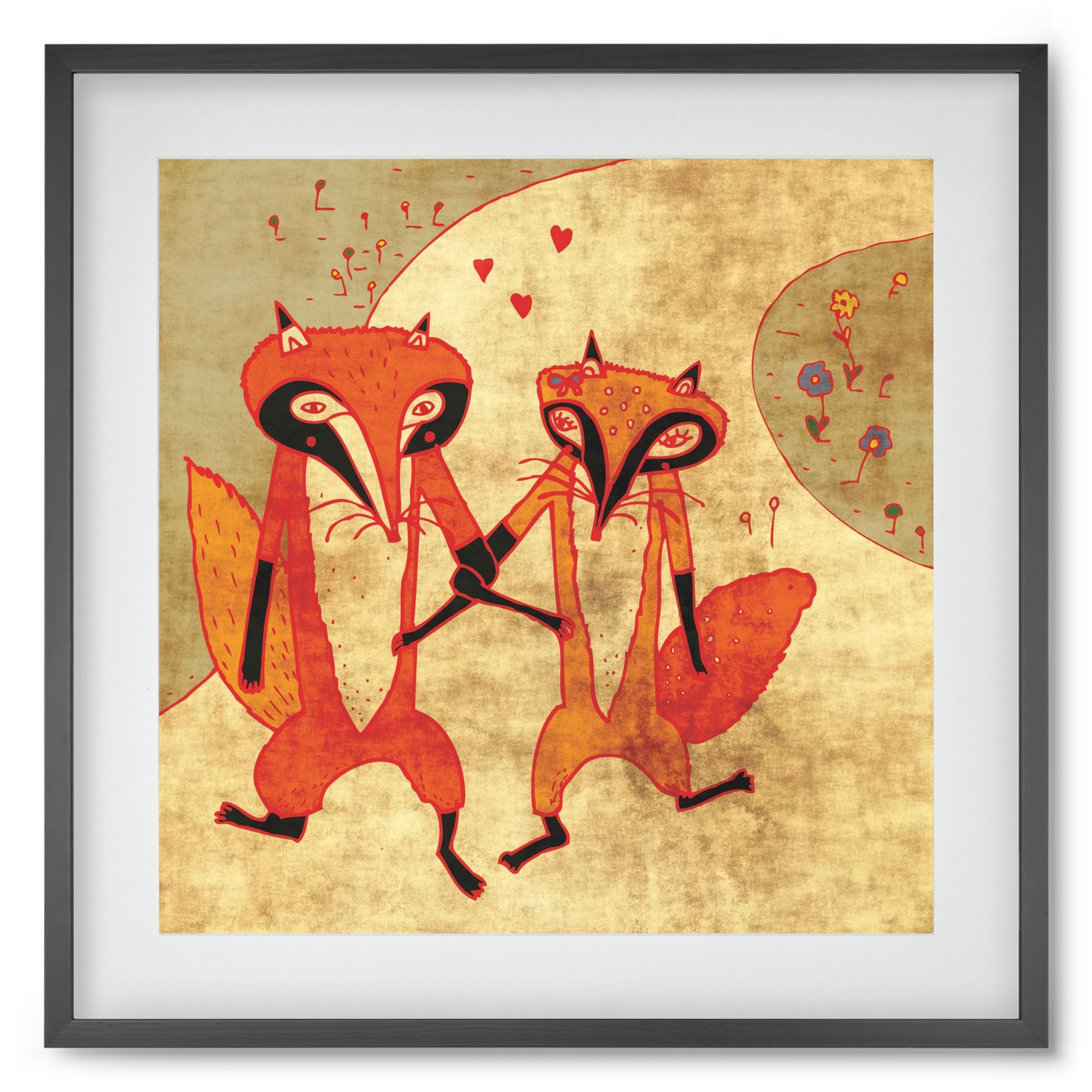Rókamóka 1., 50x50 cm (40x40 cm), Fekete keret, paszpartuval