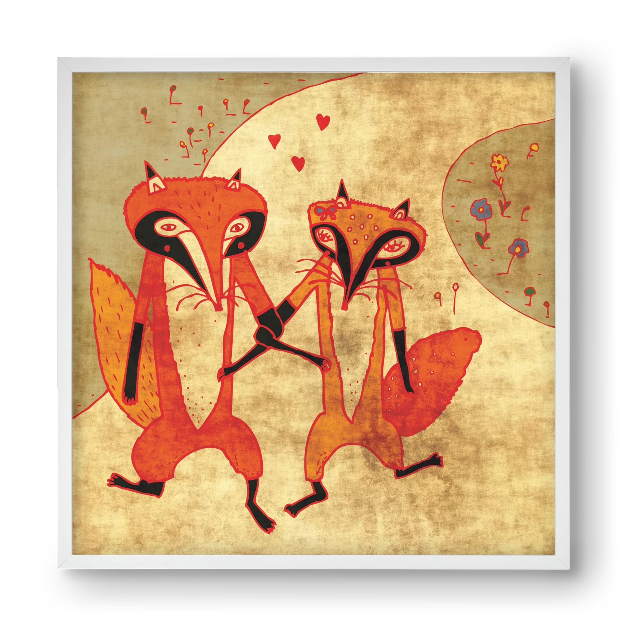 Rókamóka 1., 40x40 cm (40x40 cm), Fehér keret