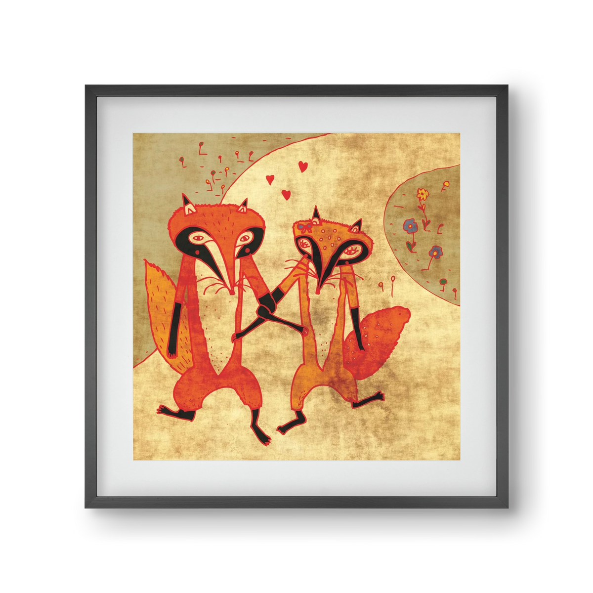 Rókamóka 1., 30x30 cm (20x20 cm), Fekete keret, paszpartuval