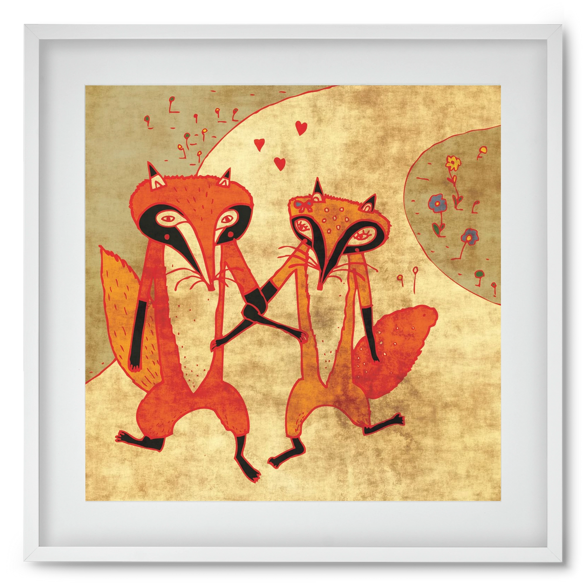 Rókamóka 1., 50x50 cm (40x40 cm), Fehér keret, paszpartuval