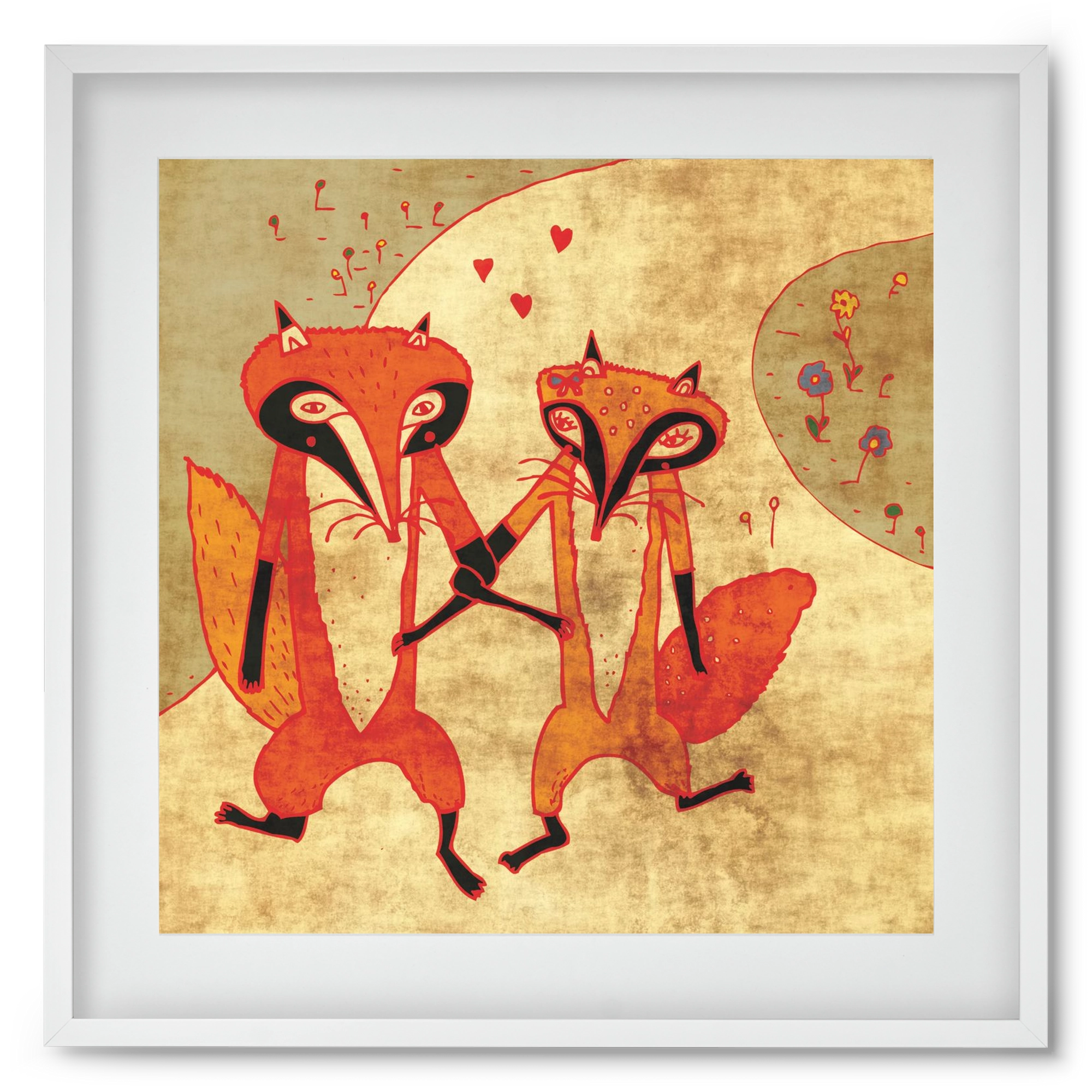 Rókamóka 1., 50x50 cm (40x40 cm), Fehér keret, paszpartuval