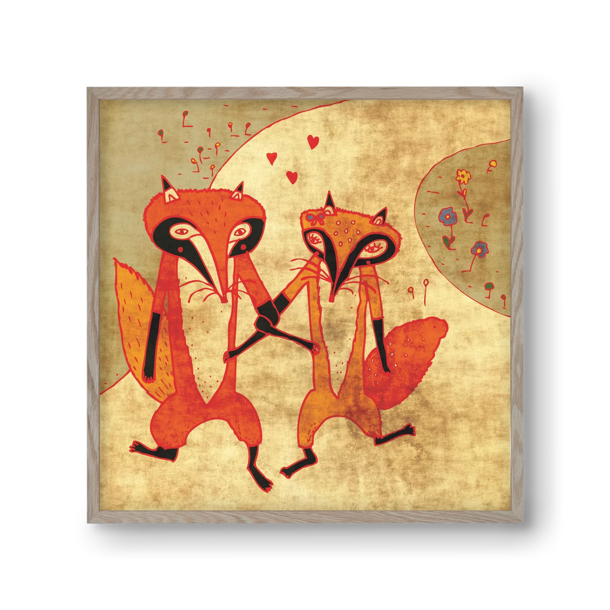 Rókamóka 1., 30x30 cm (30x30 cm), Tölgy keret