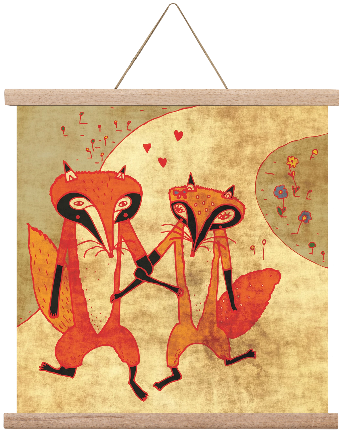 Rókamóka 1., 40x40 cm (40x40 cm), Tölgy akasztó