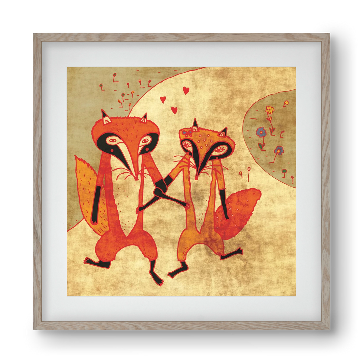 Rókamóka 1., 40x40 cm (30x30 cm), Tölgy keret, paszpartuval