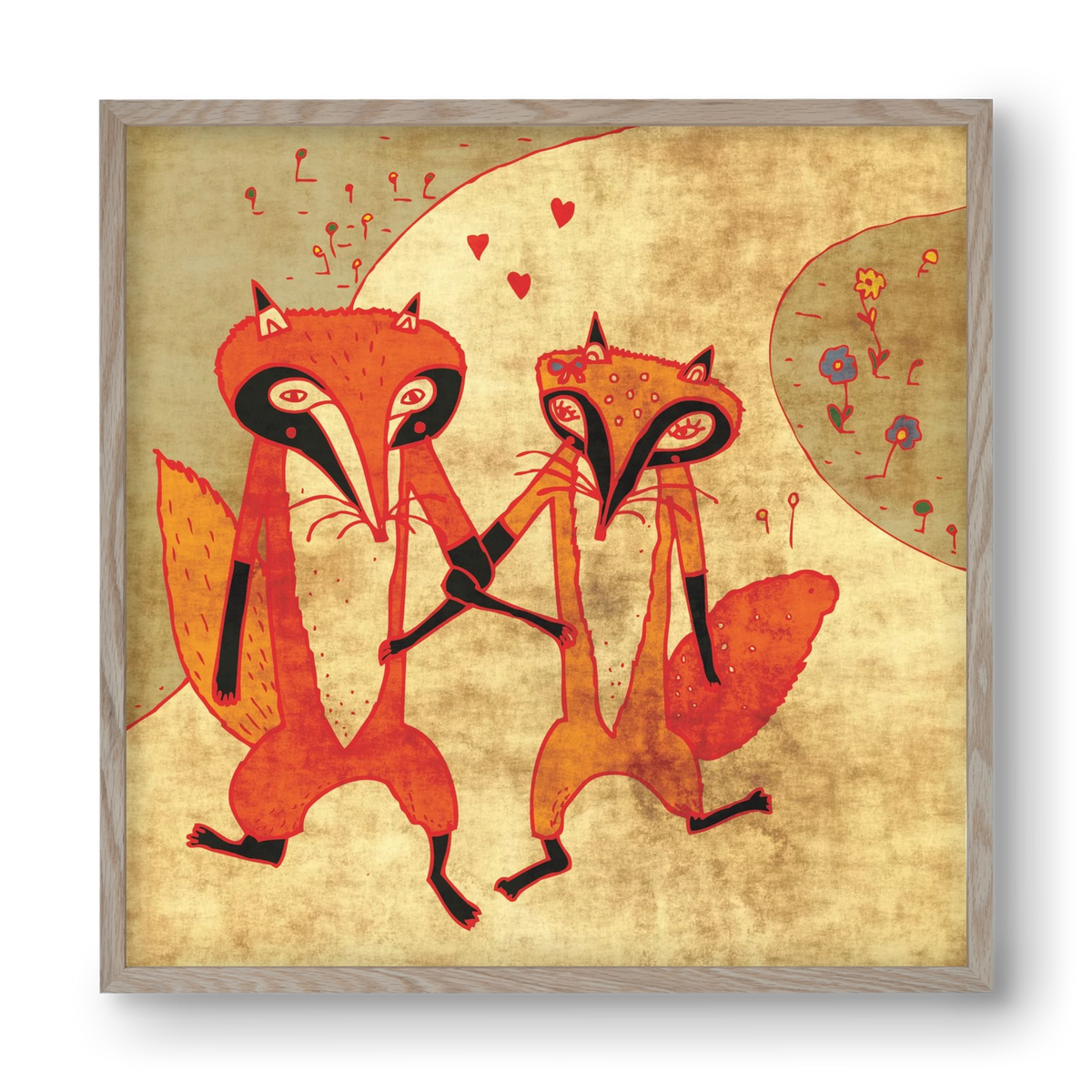 Rókamóka 1., 40x40 cm (40x40 cm), Tölgy keret