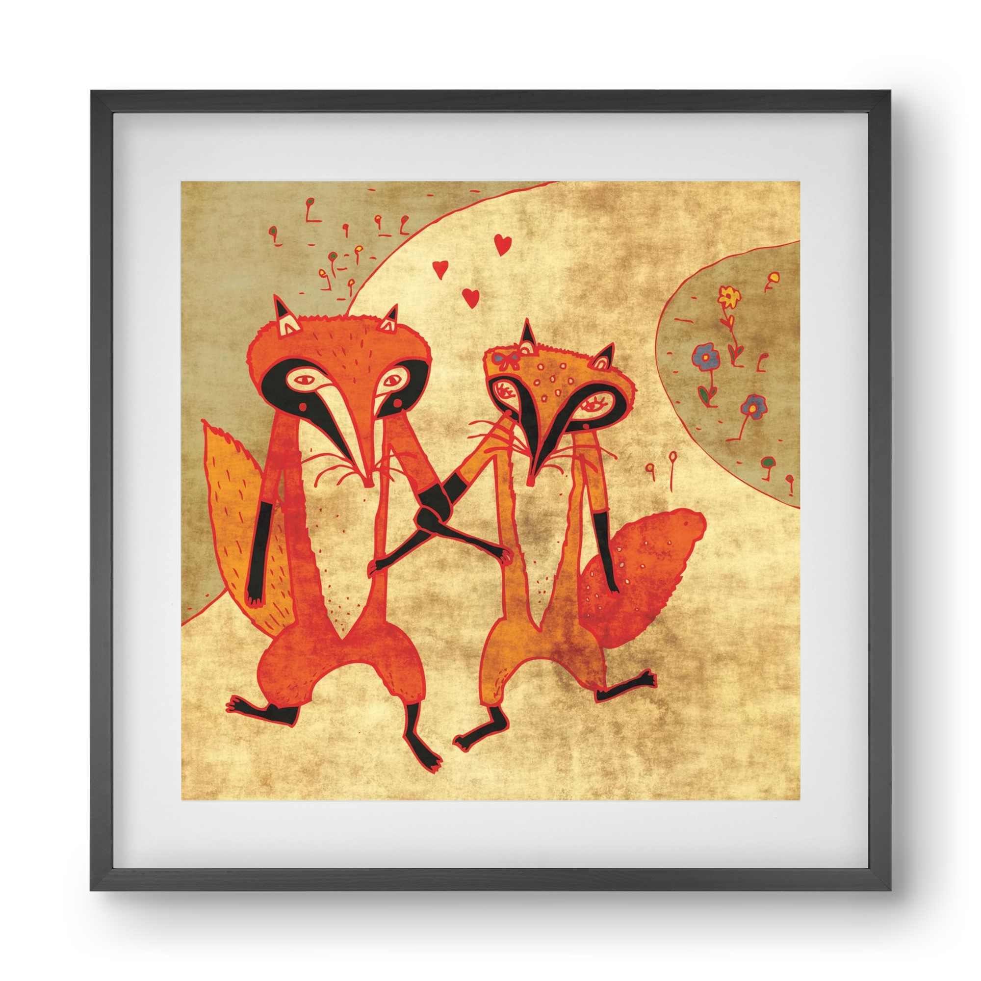Rókamóka 1., 40x40 cm (30x30 cm), Fekete keret, paszpartuval