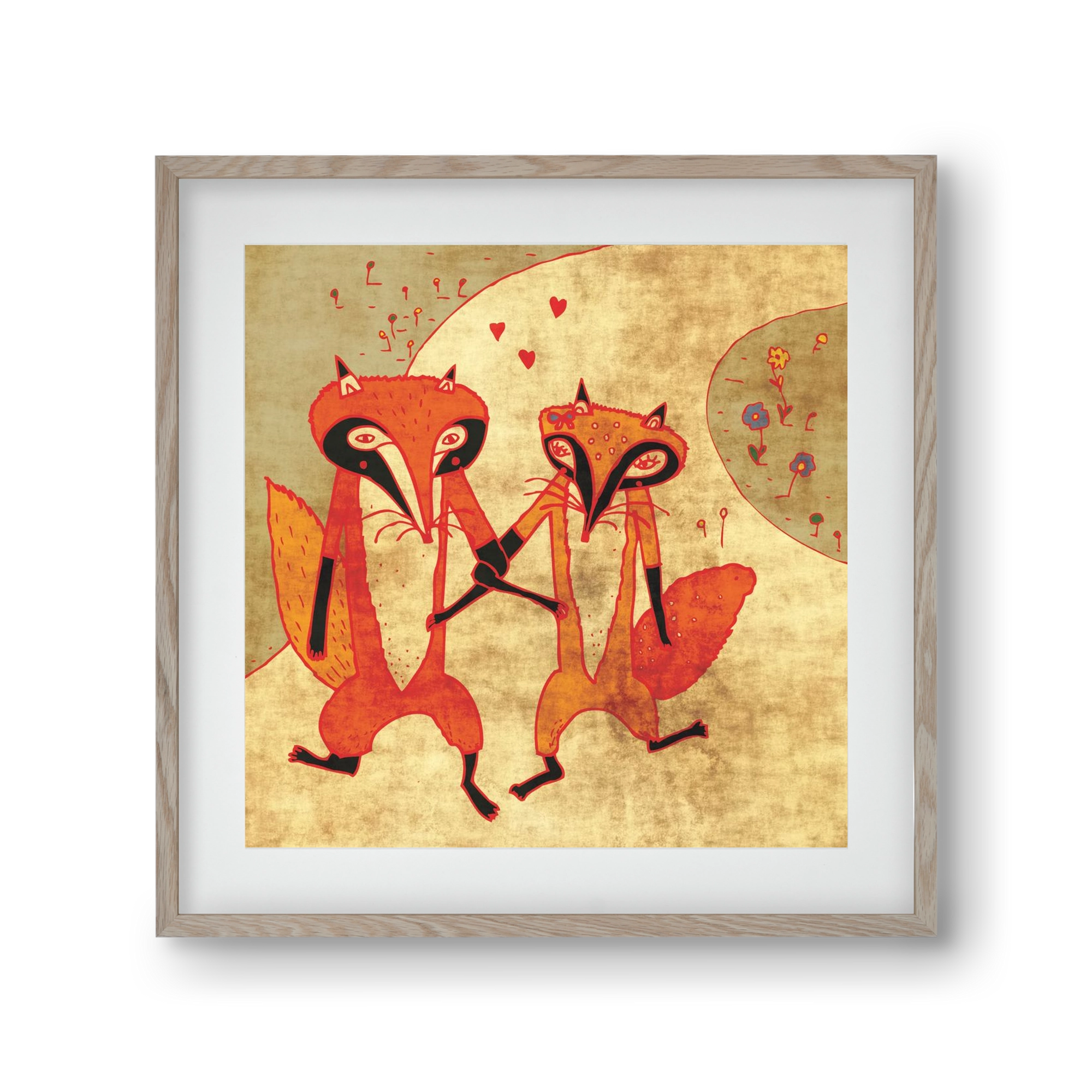 Rókamóka 1., 30x30 cm (20x20 cm), Tölgy keret, paszpartuval