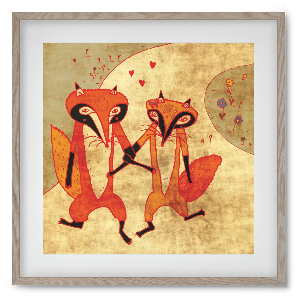 Rókamóka 1., 50x50 cm (40x40 cm), Tölgy keret, paszpartuval