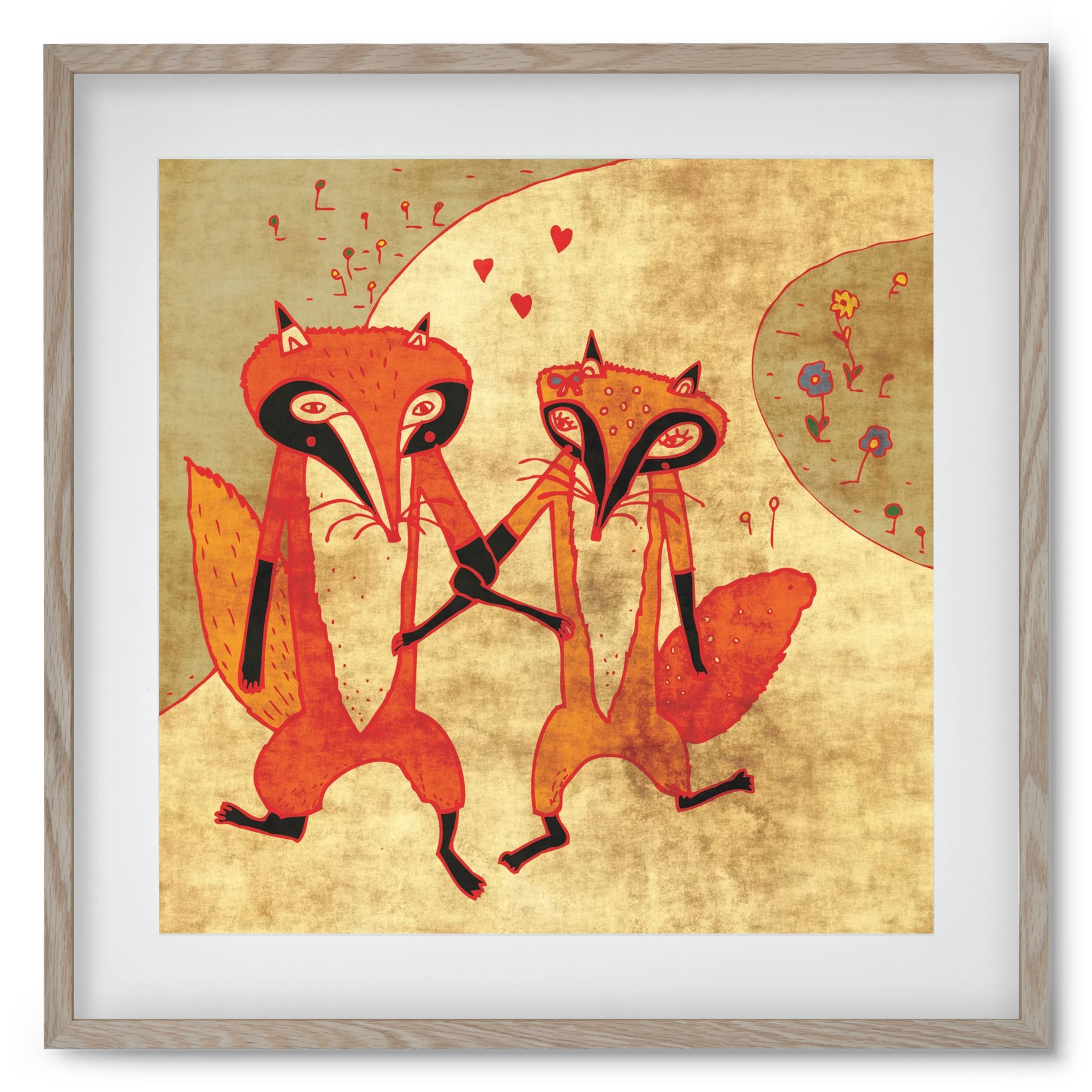 Rókamóka 1., 50x50 cm (40x40 cm), Tölgy keret, paszpartuval