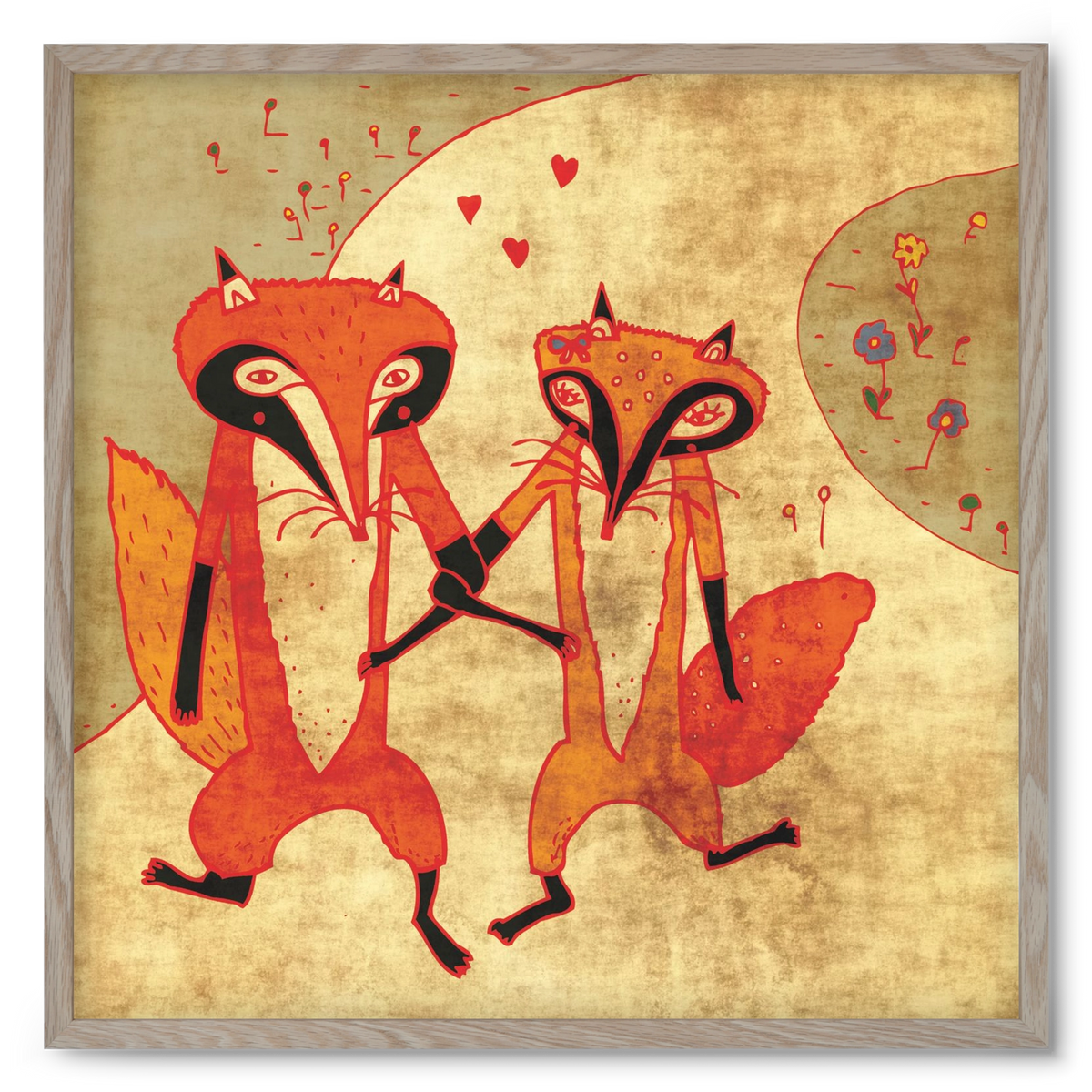 Rókamóka 1., 50x50 cm (50x50 cm), Tölgy keret