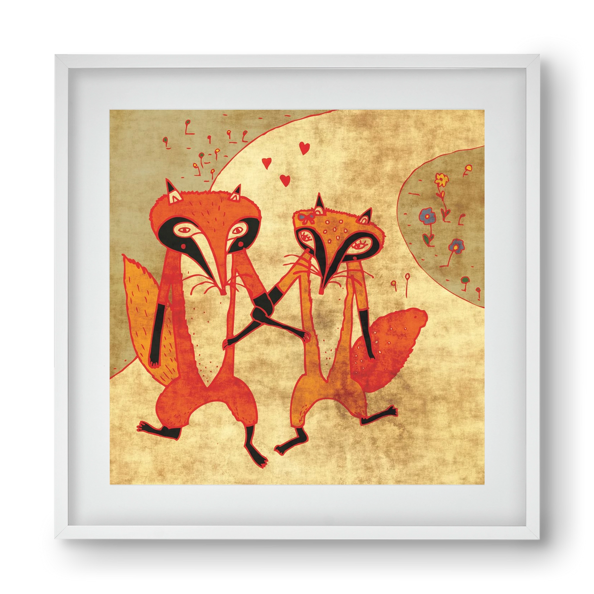 Rókamóka 1., 40x40 cm (30x30 cm), Fehér keret, paszpartuval