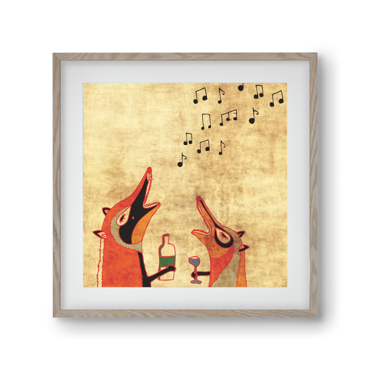 Rókamóka 2., 30x30 cm (20x20 cm), Tölgy keret, paszpartuval