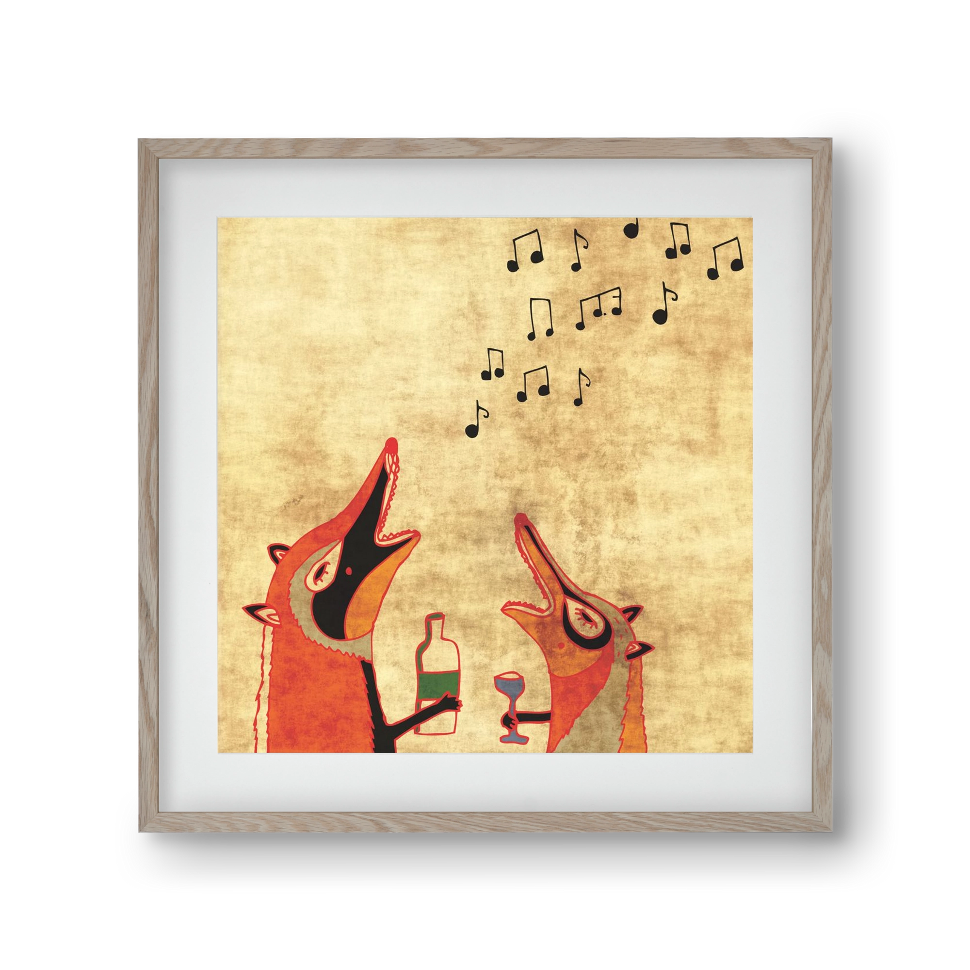 Rókamóka 2., 30x30 cm (20x20 cm), Tölgy keret, paszpartuval