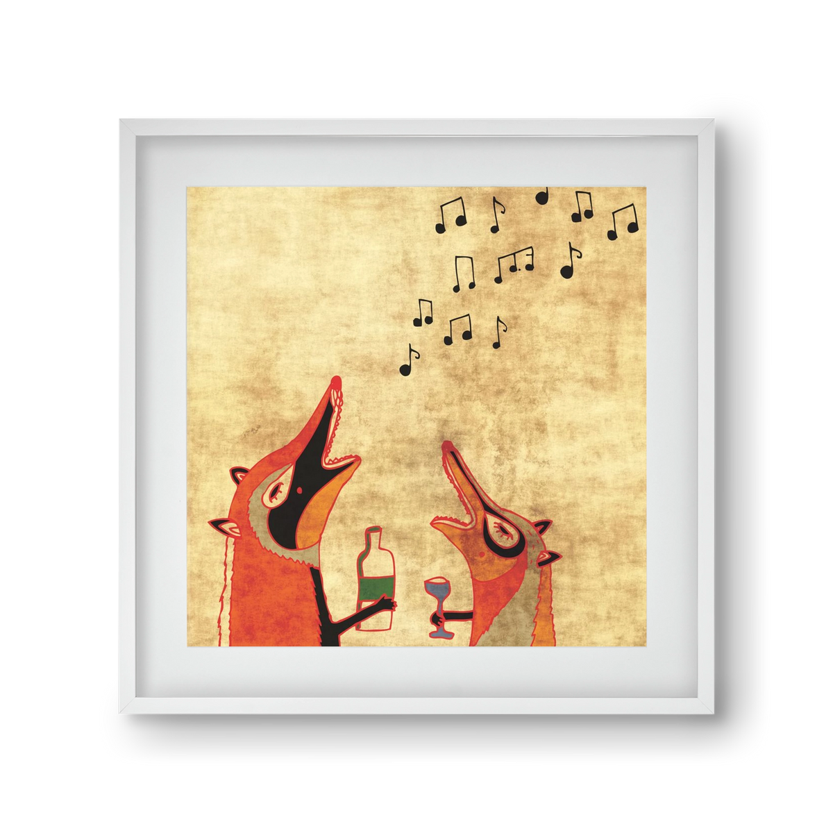 Rókamóka 2., 30x30 cm (20x20 cm), Fehér keret, paszpartuval