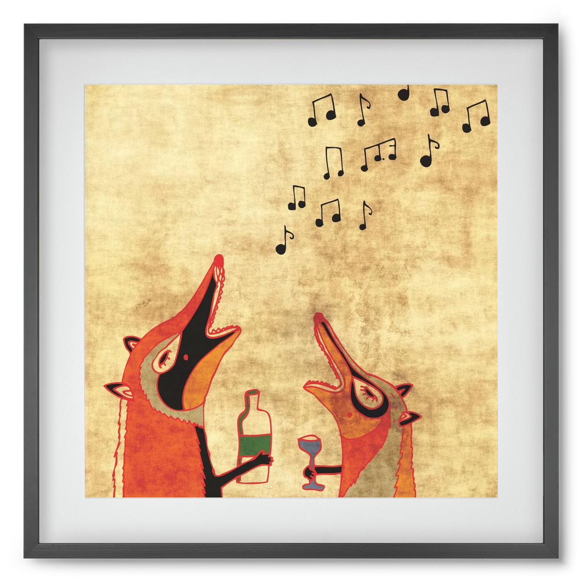 Rókamóka 2., 50x50 cm (40x40 cm), Fekete keret, paszpartuval