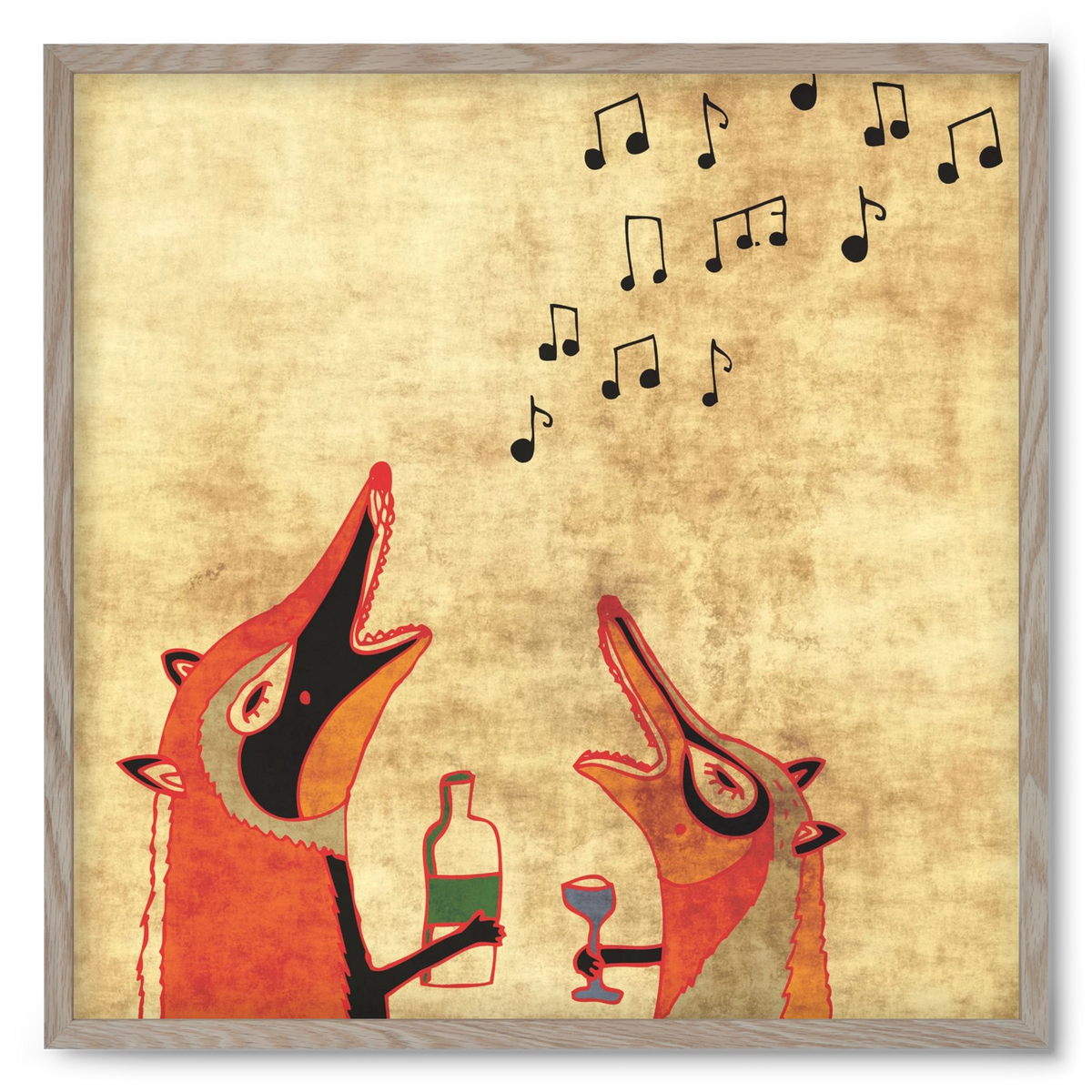 Rókamóka 2., 50x50 cm (50x50 cm), Tölgy keret