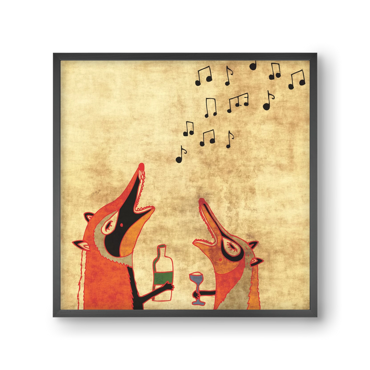 Rókamóka 2., 30x30 cm (30x30 cm), Fekete keret