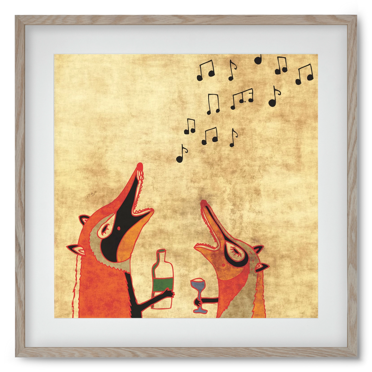 Rókamóka 2., 50x50 cm (40x40 cm), Tölgy keret, paszpartuval