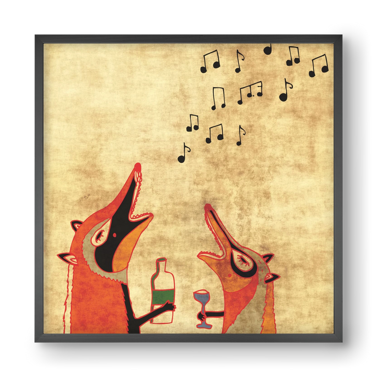 Rókamóka 2., 40x40 cm (40x40 cm), Fekete keret