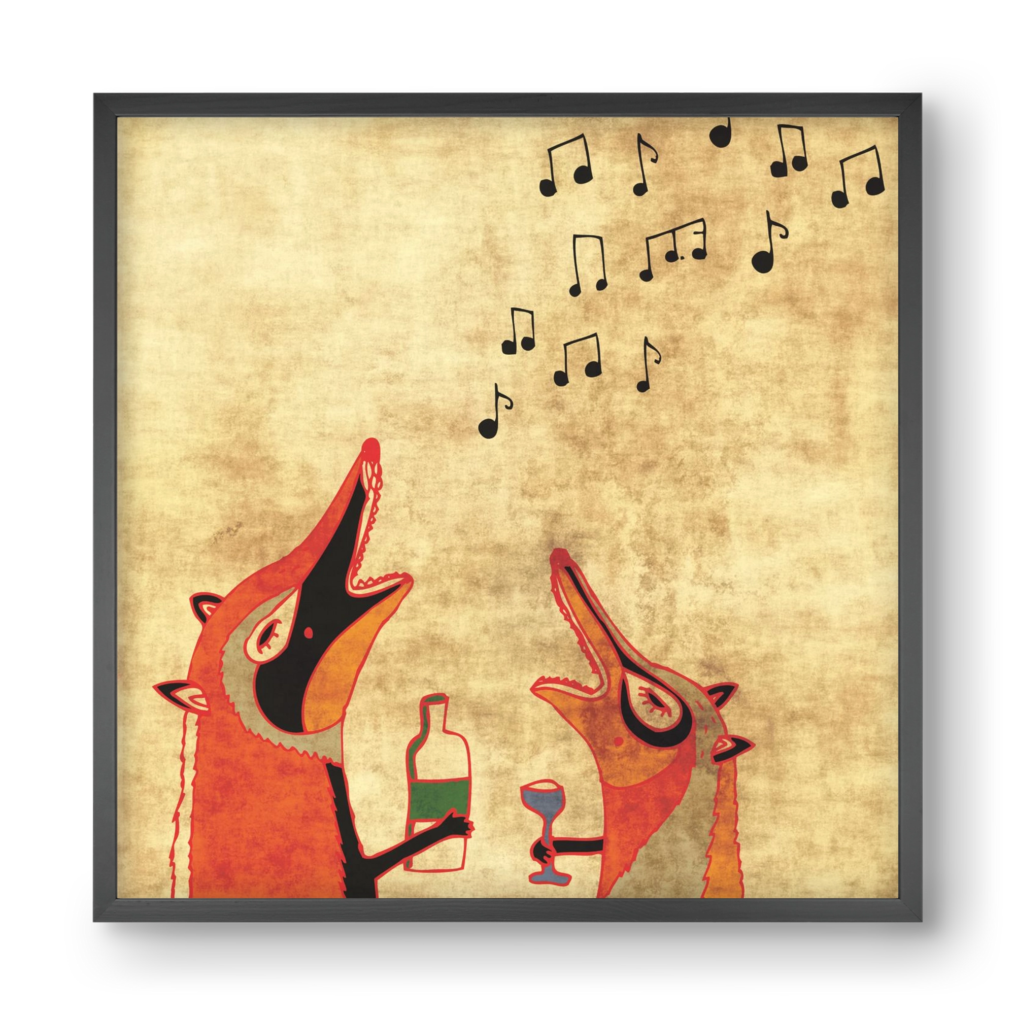 Rókamóka 2., 40x40 cm (40x40 cm), Fekete keret