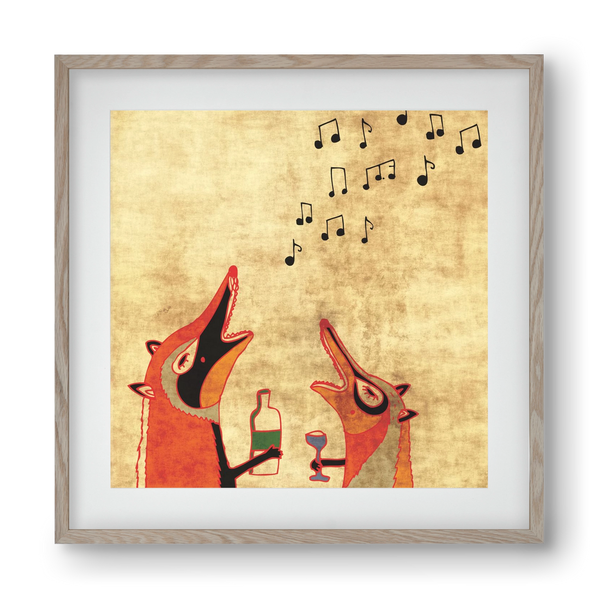 Rókamóka 2., 40x40 cm (30x30 cm), Tölgy keret, paszpartuval