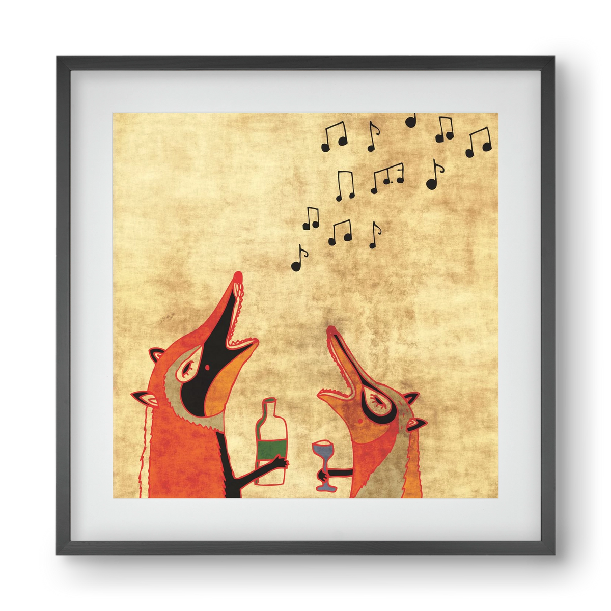 Rókamóka 2., 40x40 cm (30x30 cm), Fekete keret, paszpartuval