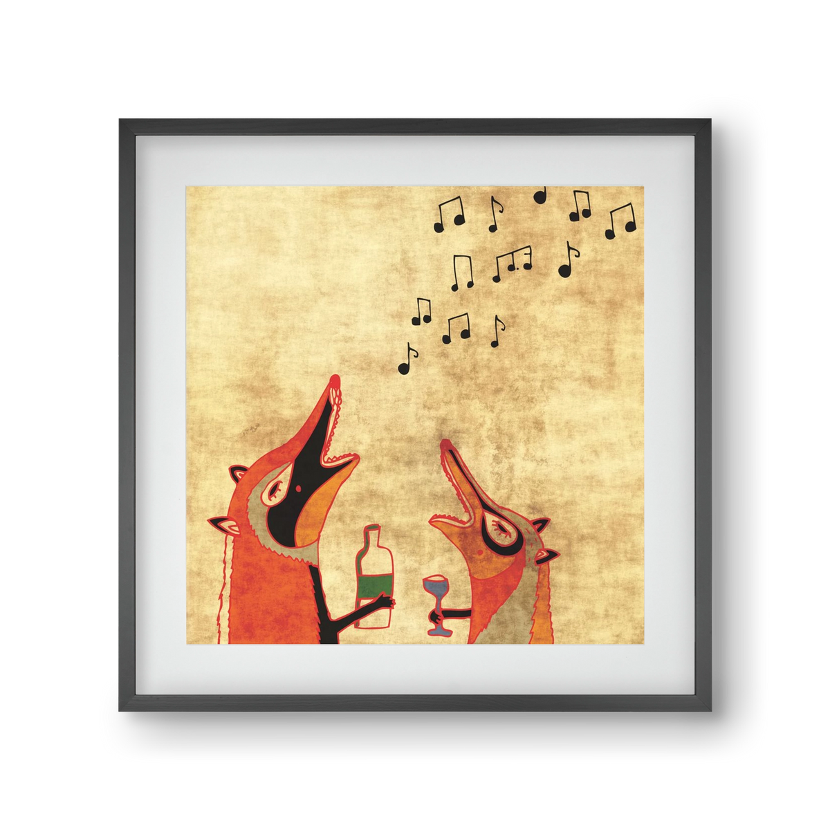 Rókamóka 2., 30x30 cm (20x20 cm), Fekete keret, paszpartuval