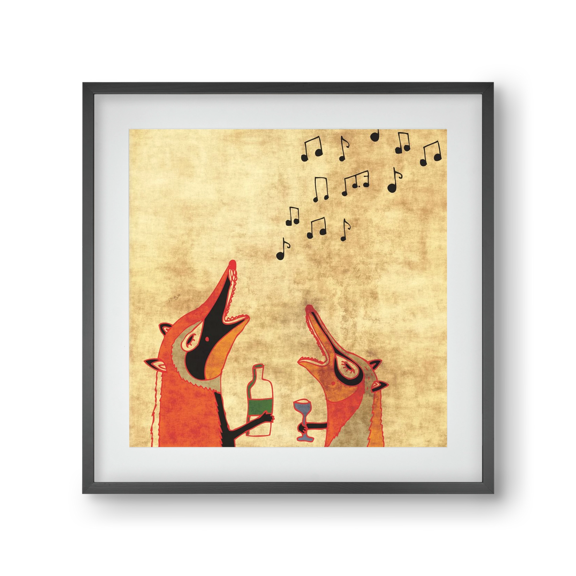 Rókamóka 2., 30x30 cm (20x20 cm), Fekete keret, paszpartuval