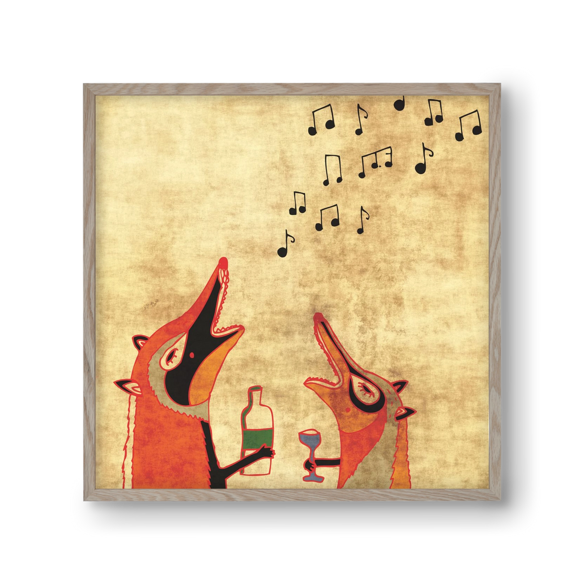 Rókamóka 2., 30x30 cm (30x30 cm), Tölgy keret