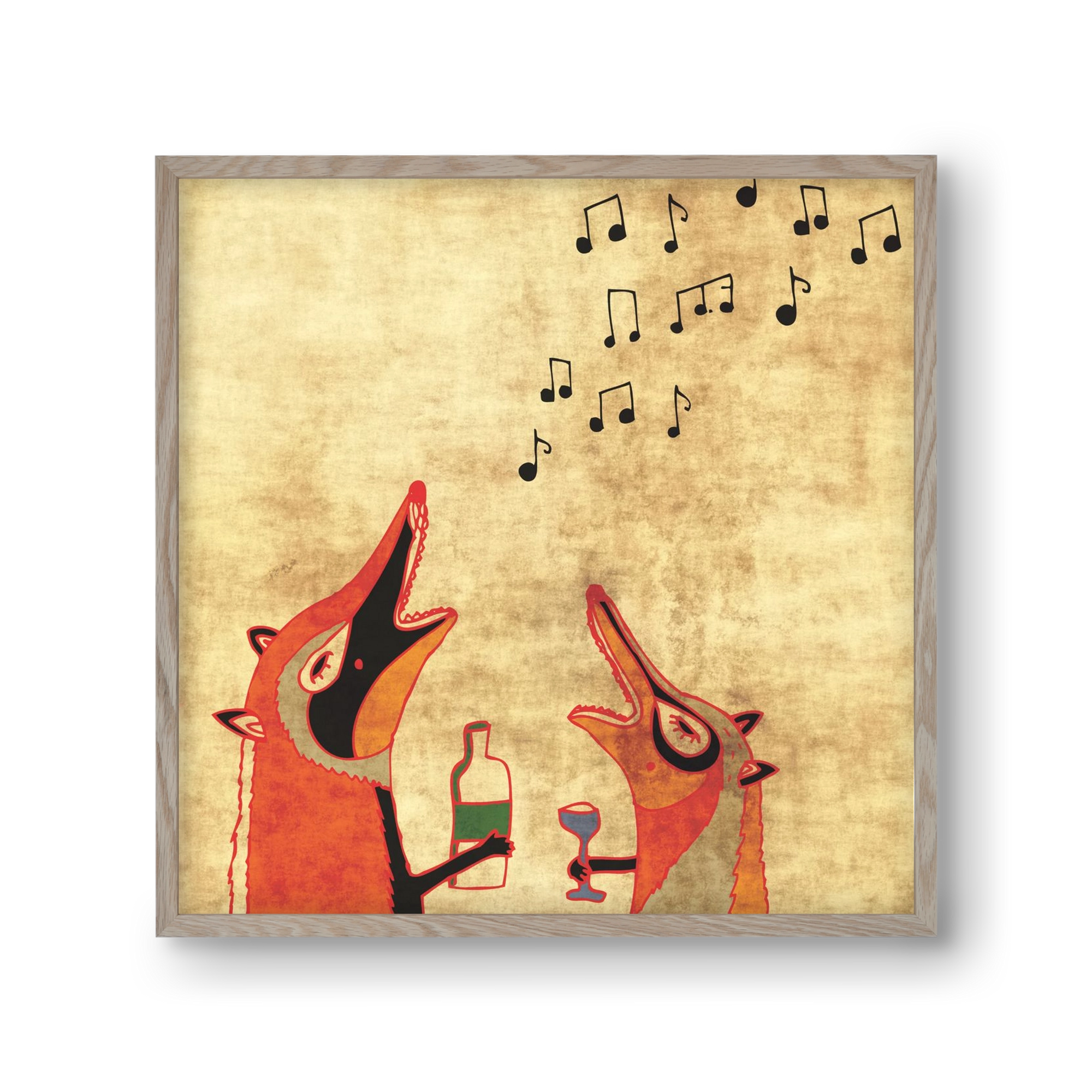 Rókamóka 2., 30x30 cm (30x30 cm), Tölgy keret