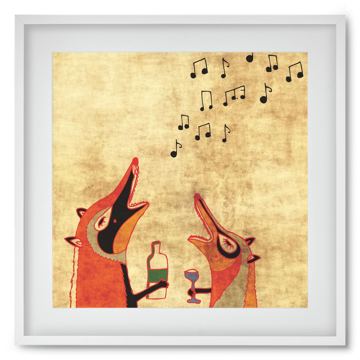 Rókamóka 2., 50x50 cm (40x40 cm), Fehér keret, paszpartuval