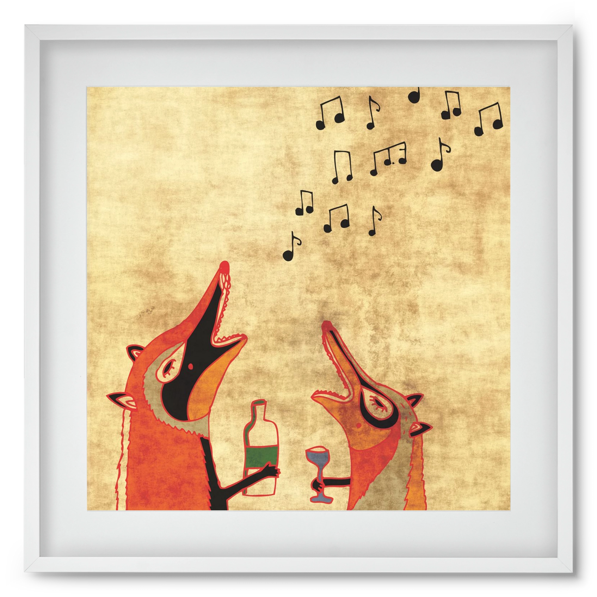 Rókamóka 2., 50x50 cm (40x40 cm), Fehér keret, paszpartuval