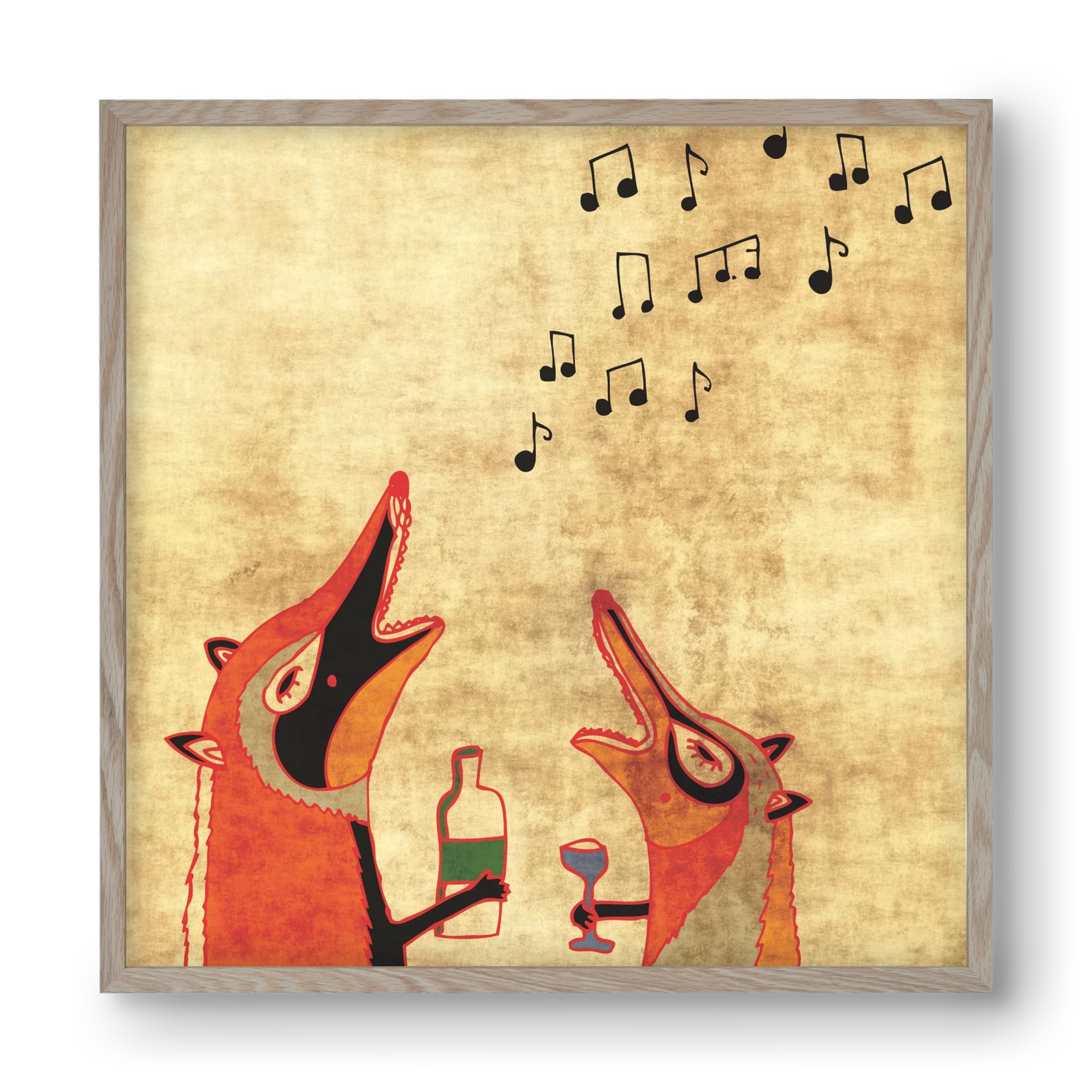 Rókamóka 2., 40x40 cm (40x40 cm), Tölgy keret