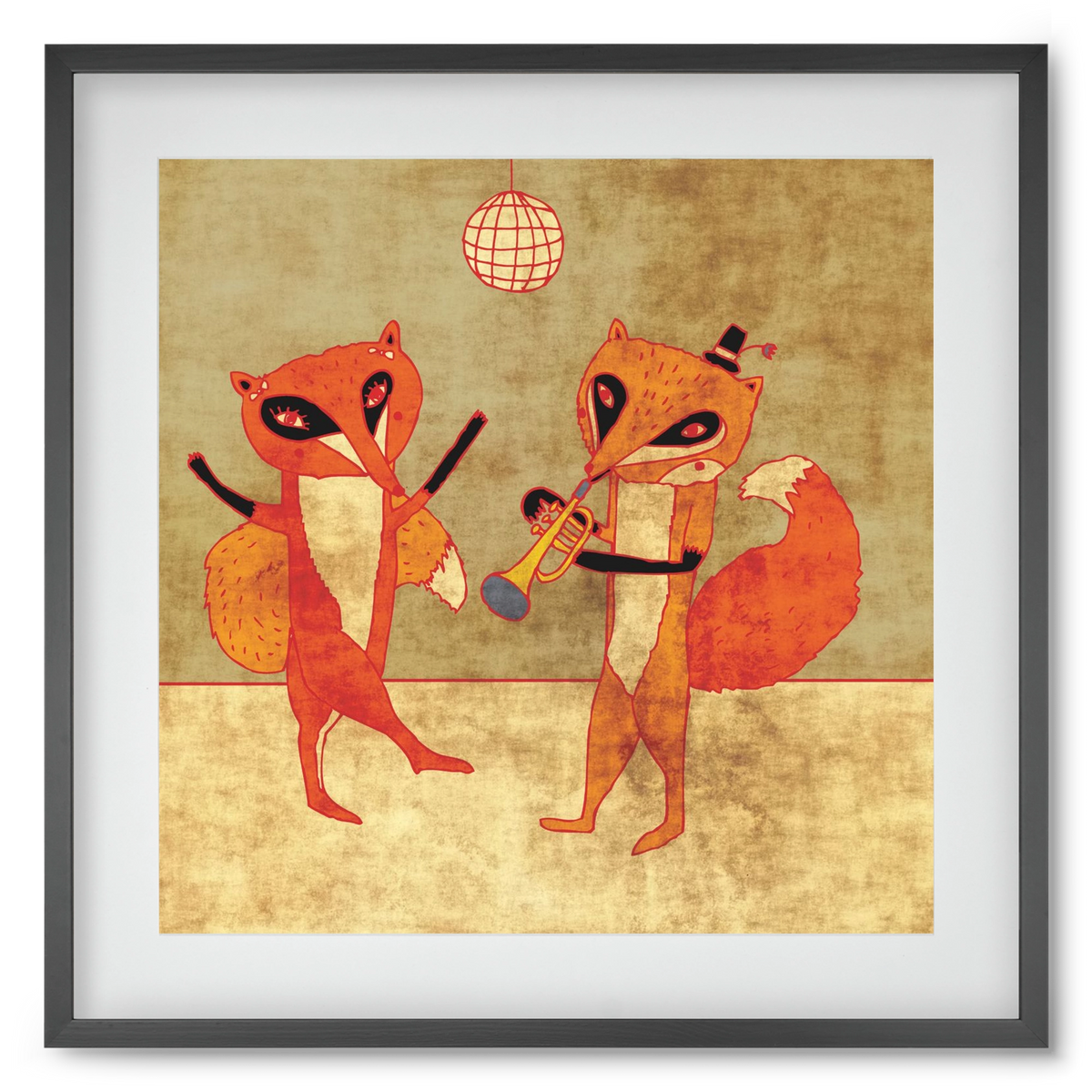 Rókamóka 3., 50x50 cm (40x40 cm), Fekete keret, paszpartuval