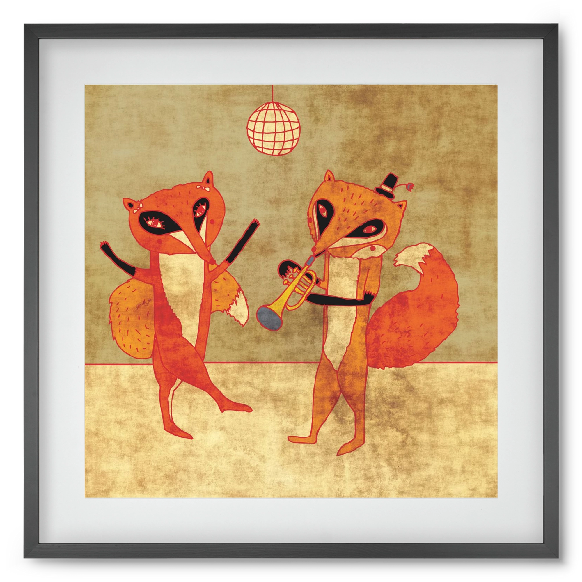 Rókamóka 3., 50x50 cm (40x40 cm), Fekete keret, paszpartuval