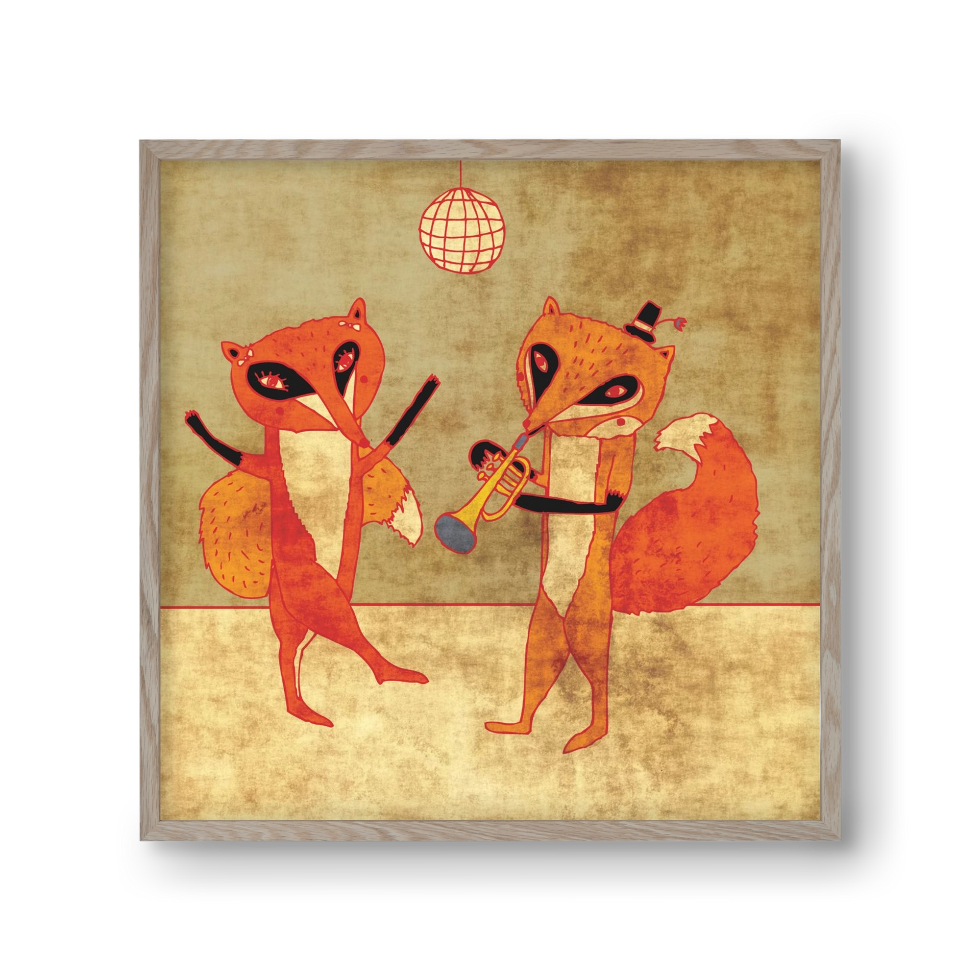 Rókamóka 3., 30x30 cm (30x30 cm), Tölgy keret