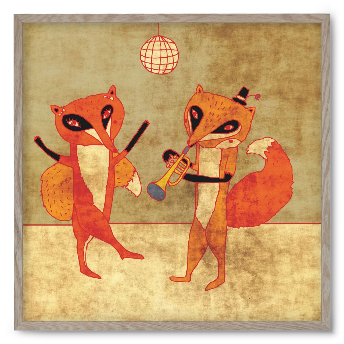 Rókamóka 3., 50x50 cm (50x50 cm), Tölgy keret