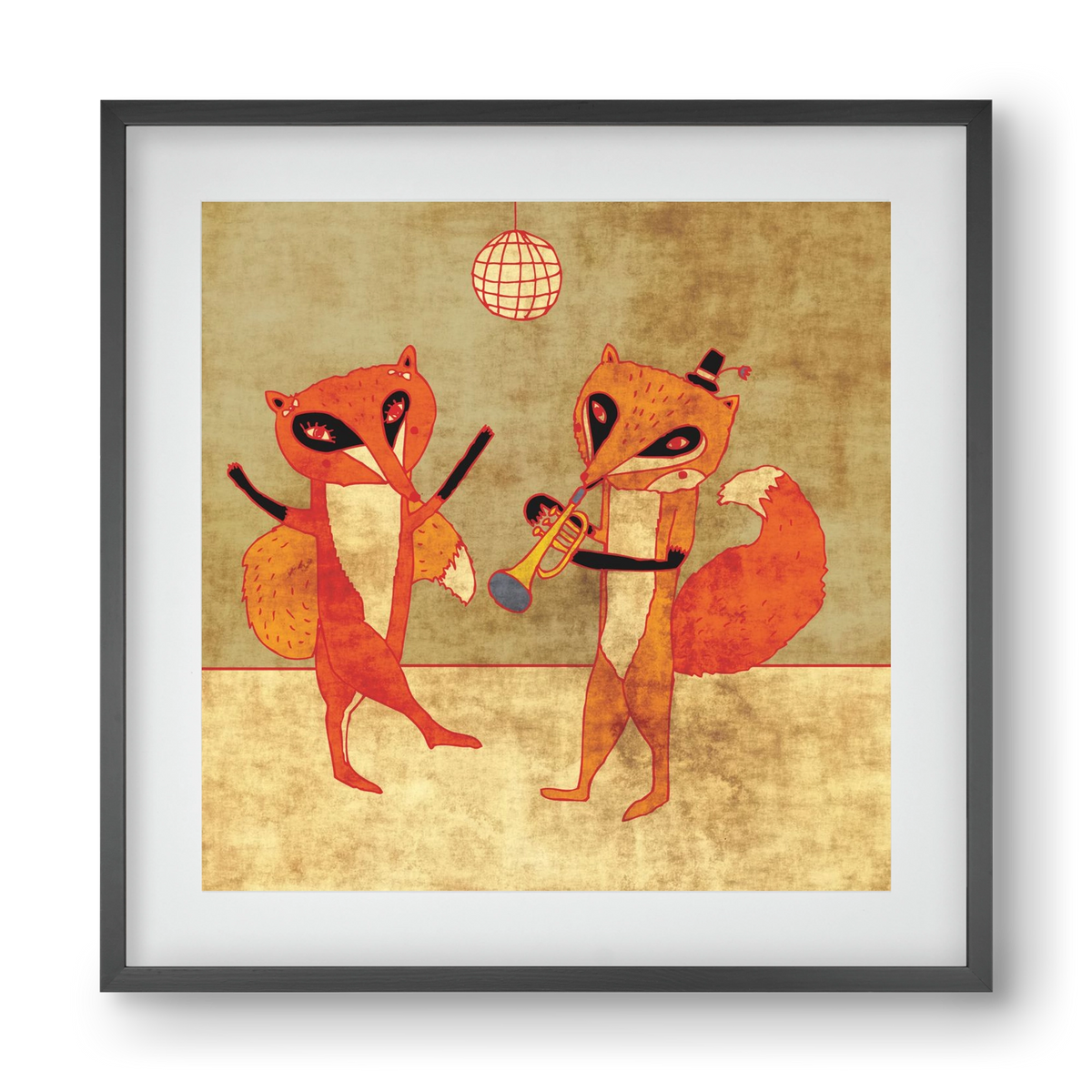 Rókamóka 3., 40x40 cm (30x30 cm), Fekete keret, paszpartuval