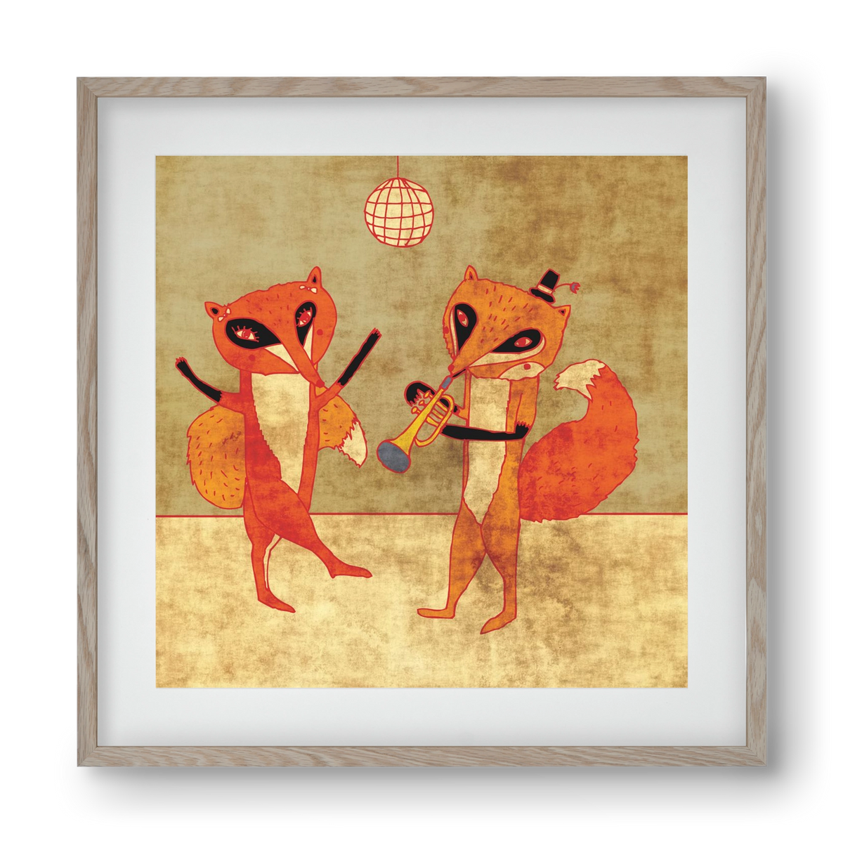 Rókamóka 3., 40x40 cm (30x30 cm), Tölgy keret, paszpartuval