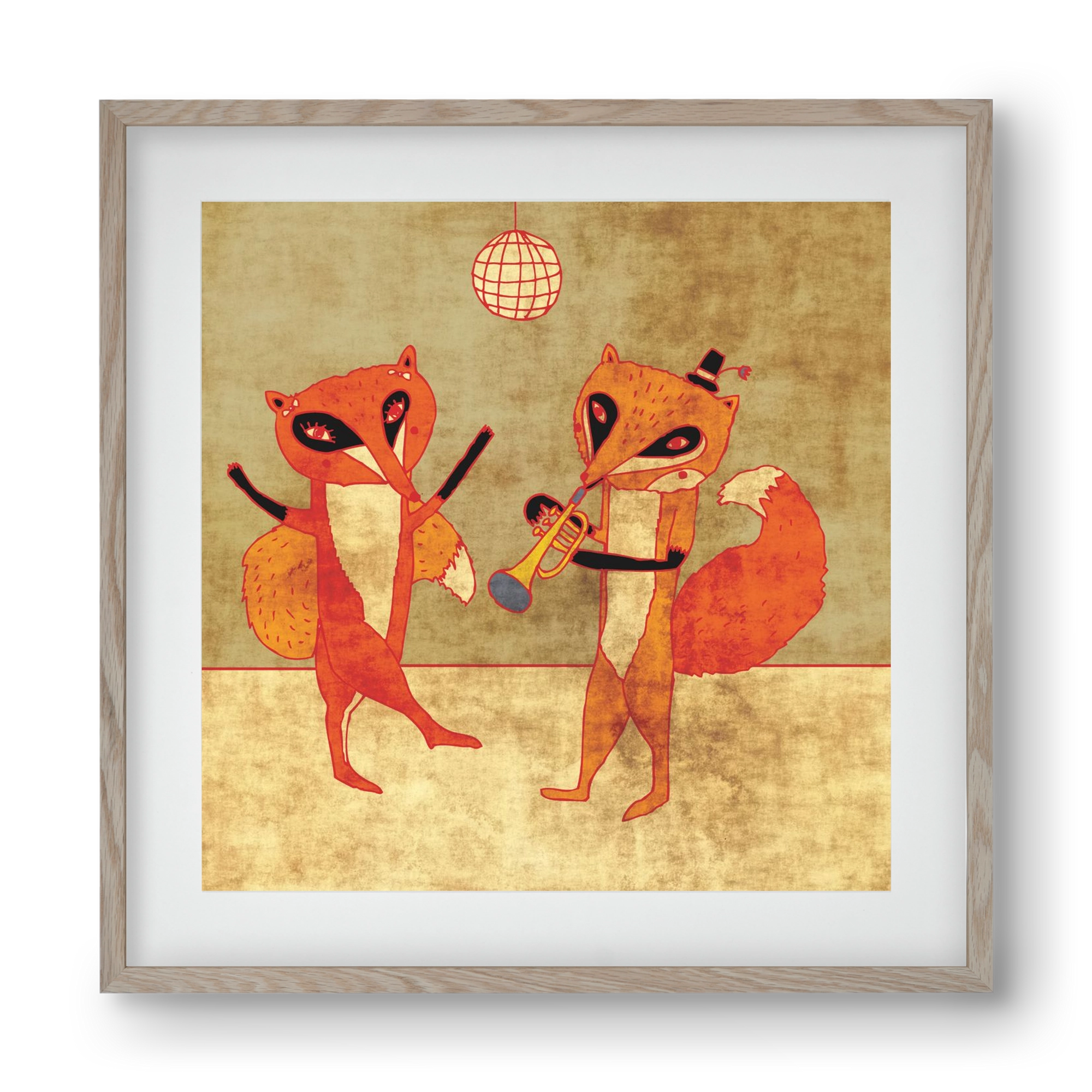 Rókamóka 3., 40x40 cm (30x30 cm), Tölgy keret, paszpartuval
