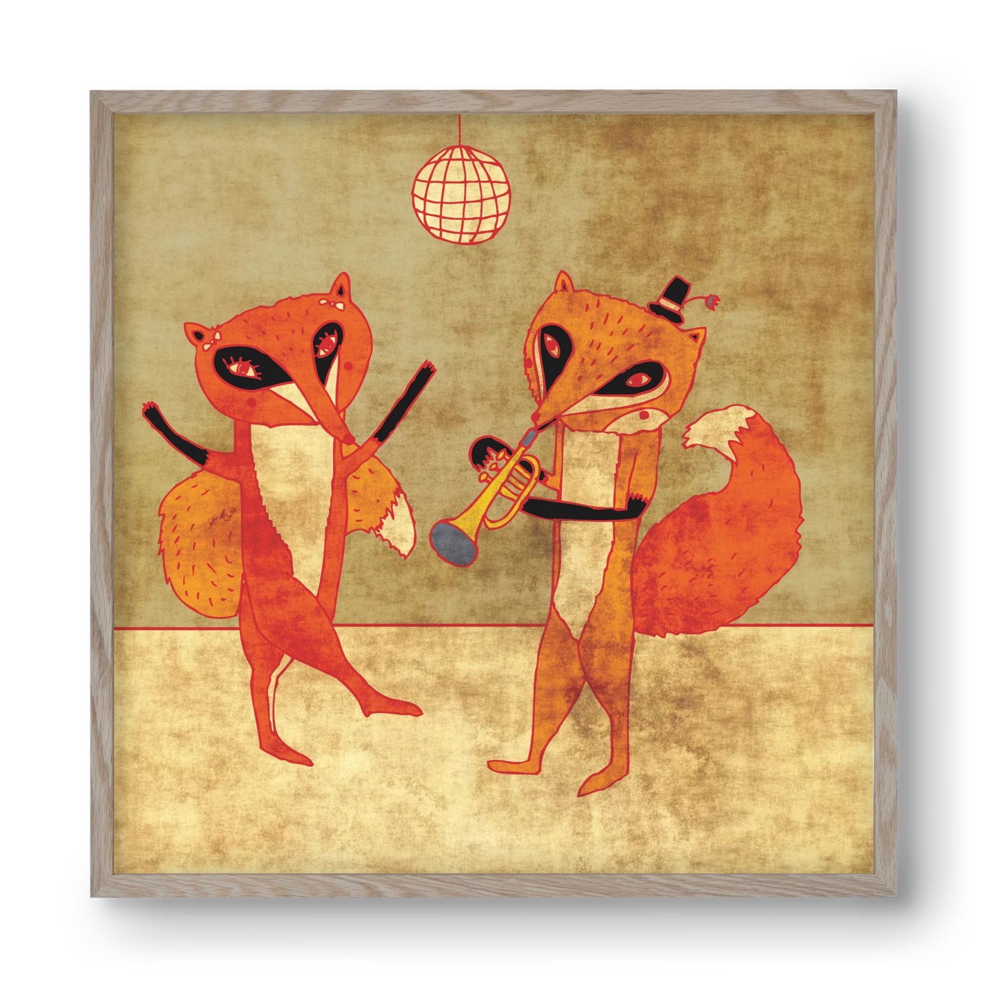 Rókamóka 3., 40x40 cm (40x40 cm), Tölgy keret